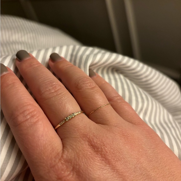 Catbird Three Green Sapphire Equilibrium Ring by Jennie Kwon in Yellow Gold - Picture 2 of 9